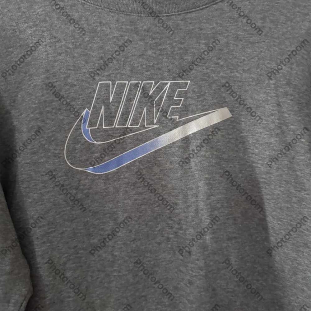 NIKE Gradient Swoosh Crew Neck Sweatshirt Grey/Blue XS - Picture 3 of 6